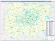 Dallas-Fort Worth-Arlington Metro Area Wall Map Basic Style 2022